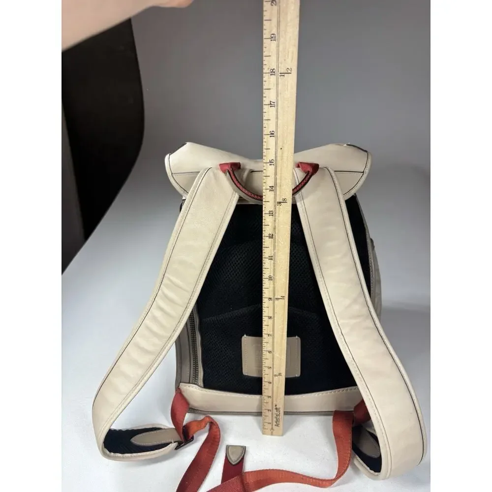 Coach League Flap Backpack Signature Jacquard Stone Ivory Leather Academia Rare